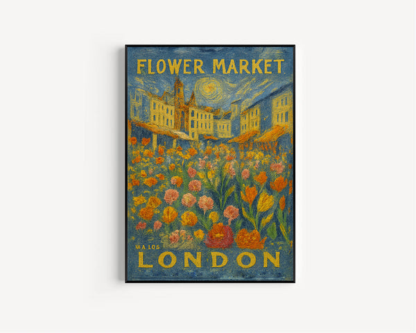 Flower Market Print, London Print, Botanical Prints, Floral Illustration, Colorful Prints, Trendy Prints, Pink Prints, Gift, Flower Print