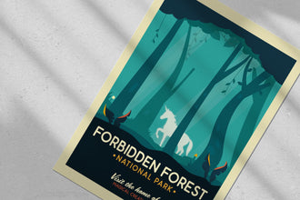 Forbidden Forest National Park Poster Enchanted Landscape & Mythical Creatures Print 1849144276
