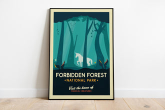 Forbidden Forest National Park Poster Enchanted Landscape & Mythical Creatures Print 1849144276