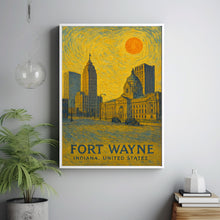 Fort Wayne Poster Print, Fort Wayne Travel Poster, Fort Wayne Van Gogh Style Wall Art, Fort Wayne, Indiana, United States