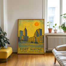 Fort Wayne Poster Print, Fort Wayne Travel Poster, Fort Wayne Van Gogh Style Wall Art, Fort Wayne, Indiana, United States