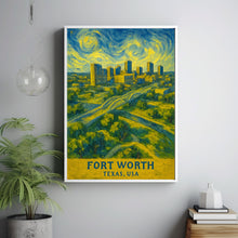 Fort Worth Print No 2, Fort Worth Photo Poster, Fort Worth Travel Wall Art, Fort Worth Map Print, Fort Worth Van Gogh Style Print, Texas, USA