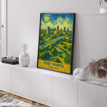 Fort Worth Print No 2, Fort Worth Photo Poster, Fort Worth Travel Wall Art, Fort Worth Map Print, Fort Worth Van Gogh Style Print, Texas, USA