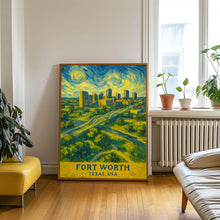 Fort Worth Print No 2, Fort Worth Photo Poster, Fort Worth Travel Wall Art, Fort Worth Map Print, Fort Worth Van Gogh Style Print, Texas, USA