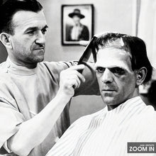 Frankenstein Haircut Print, Creepy Vintage Print, Black and White Wall Art, Vintage Print, Photography Prints, Museum Quality Photo Print 1606604818