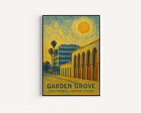 Garden Grove Poster Print, Garden Grove Travel Poster, Garden Grove Van Gogh Style Wall Art, Garden Grove, California, United States