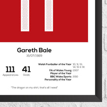 Gareth Bale Wales Legend Football Stats Print 1389629147