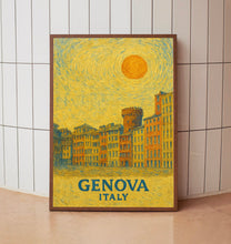 Genova Poster Print, Genova Travel Poster, Genova Van Gogh Style Wall Art, Genova, Italy