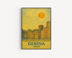 Genova Poster Print, Genova Travel Poster, Genova Van Gogh Style Wall Art, Genova, Italy