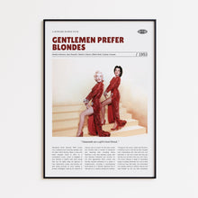 Gentlemen Prefer Blondes, Howard Hawks, Retro Movie Poster, Custom Movie Poster Print 4421166581