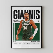 Giannis Antetokounmpo #34 Poster Greek Freak Basketball Wall Art