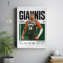 Giannis Antetokounmpo #34 Poster Greek Freak Basketball Wall Art