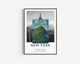 Giant_s Causeway Poster, County Antrim, Northern Ireland, Retro Travel Print, Irish Wall Art, Causeway Coast, Belfast, UNESCO, Ireland Gift