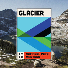 Glacier National Park Mid Century Poster  Abstract Travel Poster  Minimalist Art Print  National Park Poster  Montana Poster 1784193617