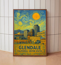 Glendale Poster Print, Glendale Travel Poster, Glendale Van Gogh Style Wall Art, Glendale, California, United States