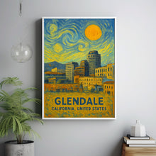Glendale Poster Print, Glendale Travel Poster, Glendale Van Gogh Style Wall Art, Glendale, California, United States