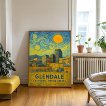 Glendale Poster Print, Glendale Travel Poster, Glendale Van Gogh Style Wall Art, Glendale, California, United States