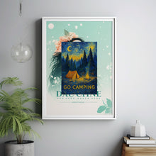 Go Camping Art Print, Wild Camping, Outdoor Adventure, Hiking, Vintage Travel Poster, Wall Art Print Gift, Campfire Painting, Tent, Nature