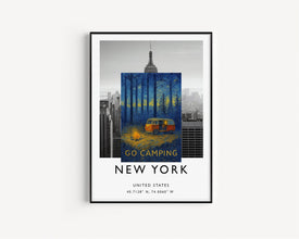 Go Camping Travel Poster, Camper Van Print, Wild Camping, Outdoor Adventure, Hiking, Vintage Travel Poster, Vanlife, Campfire, Caravan, Gift