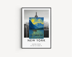 Go Canoeing Art Print, Vintage Travel Poster, Adventure Activities, Wild Swimming, Retro Wall Art, Kayaking, Camping, Outdoor Hobbies, Gift