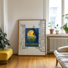 Go Climbing Art Print, Rock Climbing, Bouldering, Outdoor Adventure, Vintage Travel Poster, Wall Art Print Gift, Hiking, Nature, Mountains