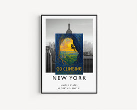 Go Climbing Art Print, Rock Climbing, Bouldering, Outdoor Adventure, Vintage Travel Poster, Wall Art Print Gift, Hiking, Nature, Mountains