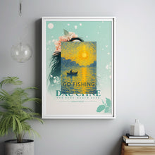 Go Fishing Print, Outdoor Adventure, Hobbies, Sea Angling, Boating, Vintage Travel Poster, Fly Fishing Gift, Illustration, Seaside, Wall Art