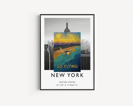 Go Flying Travel Poster, Outdoor Hobbies, Cessna Plane, Aviation, Vintage Travel Print, Adventure, Pilot, Aircraft, Skyhawk, Aeroplane Art