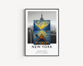 Go Kayaking Print, Travel Poster, Canoeing, Adventure, Kayaker Gift, Wall Art Decor, Hiking, National Park, Painting, Nature Poster, SUP