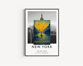 Go Paddle Boarding Print, Stand up Paddleboarding Travel Poster, Outdoor Adventure, Gift for Paddleboarder, Wild Swimming, Hiking, SUPing