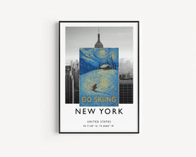 Go Skiing Print, Travel Poster, Outdoor Adventure, Hobbies, Gift for Skiers, Mountaineering, Wild Swimming, Hiking, Vintage Ski Poster Art
