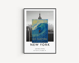Go Surfing Print, Travel Poster, Outdoor Adventure, Hobbies, Gift for Surfers, Ocean Beach Waves, Wild Swimming, Hiking, Vintage Surf Poster