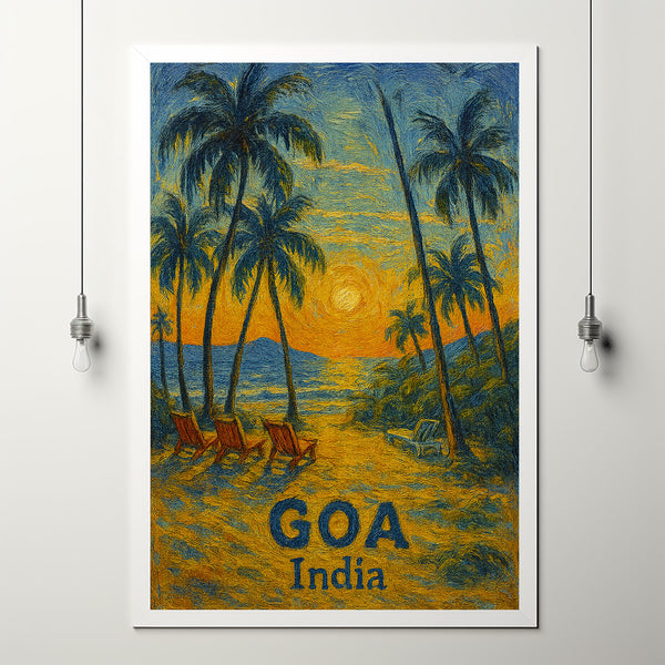 Goa Travel Print Wall Art, Goa - India City Print, Goa Travel Gift, Goa City Poster, Van Gogh style Travel Gift, Goa Home Decor, Wall Art