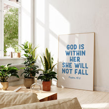 God Is Within Her She Will Not Fall Print, Christian Wall Art, Bible Verse Print, Christian Quote Coastal Granddaughter Prints Blue Wall Art 1860339192