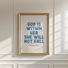 God Is Within Her She Will Not Fall Print, Christian Wall Art, Bible Verse Print, Christian Quote Coastal Granddaughter Prints Blue Wall Art 1860339192