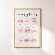 God Says I Am Printable Pink Bow Christian Girl Affirmation Art (Digital Download JPGs) 4317093913