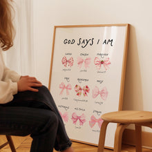 God Says I Am Printable Pink Bow Christian Girl Affirmation Art (Digital Download JPGs) 4317093913