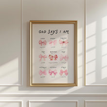 God Says I Am Printable Pink Bow Christian Girl Affirmation Art (Digital Download JPGs) 4317093913