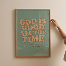 God is Good All The Time Print, Retro Christian Wall Art, Sage Green Poster, Bible Verse, Digital Download, Large Printable Art 1486125749