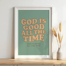 God is Good All The Time Print, Retro Christian Wall Art, Sage Green Poster, Bible Verse, Digital Download, Large Printable Art 1486125749