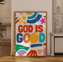 God is Good Print, Retro Christian Wall Art, Faith Poster, Bible Verse, Digital Download, Large Printable Art, Prayer Room Decor 1642509501