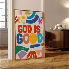 God is Good Print, Retro Christian Wall Art, Faith Poster, Bible Verse, Digital Download, Large Printable Art, Prayer Room Decor 1642509501