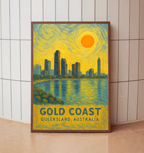 Gold Coast Poster Print, Gold Coast Travel Poster, Gold Coast Van Gogh Style Wall Art, Gold Coast, Queensland, Australia