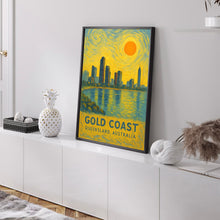 Gold Coast Poster Print, Gold Coast Travel Poster, Gold Coast Van Gogh Style Wall Art, Gold Coast, Queensland, Australia