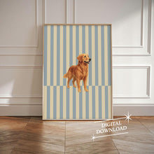 Golden Retriever Striped Wall Art Dog Lovers Gift Dog Mom Gift Golden Retriever Art Trendy Dog Wall Art Pet Portrait Digital Download 4308889619