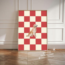 Golden Retriever Wall Art Checkered Print Dog Lovers Gift Dog Owner Gift Golden Retriever Art Trendy Dog Wall Art Digital Download 1825597042