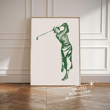 Golf Vintage Poster  Woman Golfer  Mid Century Modern Sports Art Print  Golf Gift  Retro Poster  Printable Art  Digital Download 1833909969