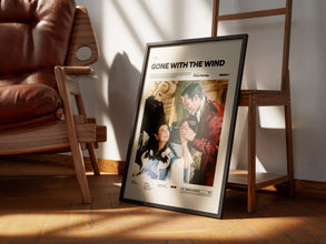 Gone with the Wind Poster Print, Vivien Leigh and Clark Gable Poster in Gone with the Wind, Alternative Movie Poster, Cinematic Room Decor 1886044315