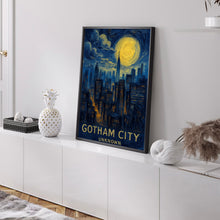 Gotham City Travel Print, Gotham City Fiction Poster Print, Gotham Wall Art, New York Fiction Travel Wall Decor