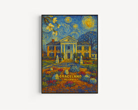 Graceland Memphis Poster – Iconic Elvis Presley Home Art Print – Rock and roll decor
